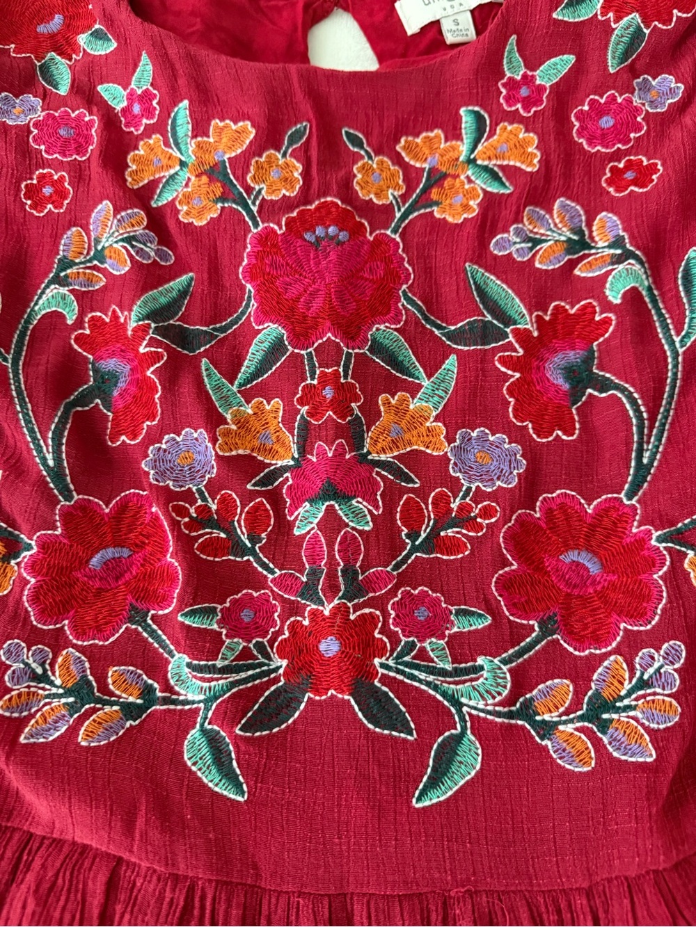 Umgee Dress Womens Small Embroidered Bodice Flutter Sleeves Boho E06 - Picture 4 of 9